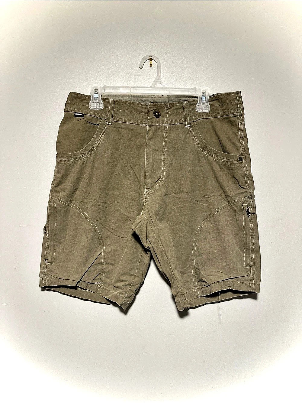 K7HL Men's Cargo Shorts Brown Waist 32